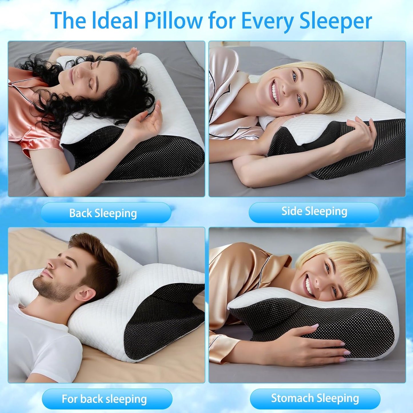 Ergonomisches Nackenkissen aus Memory Foam, Schwarz
