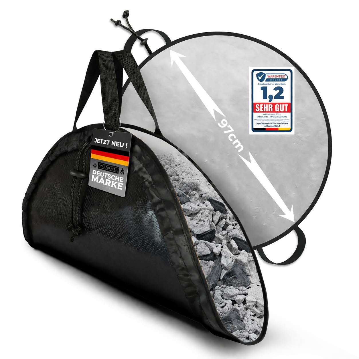 Hitzeschutz-Grillmatte mit Aschetasche, 97 cm