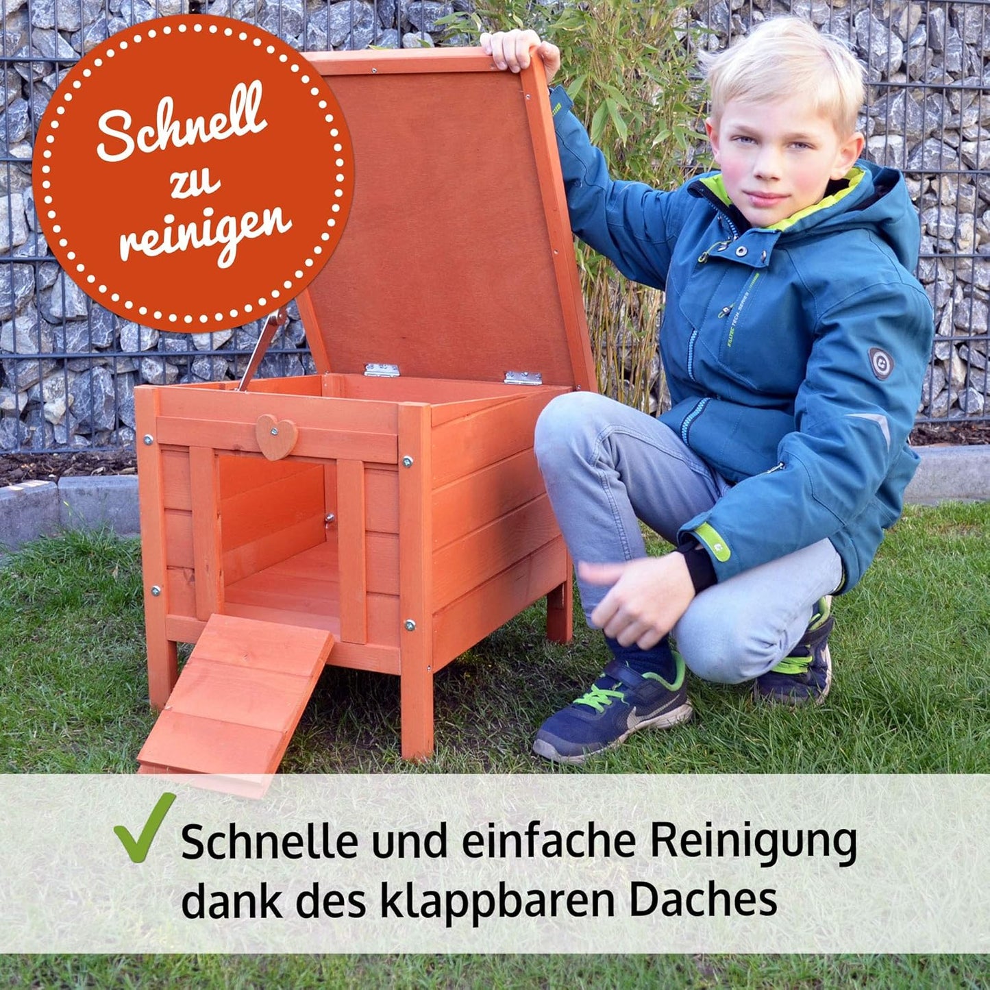 Kleintierhaus mit klappbarem Dach, Braun