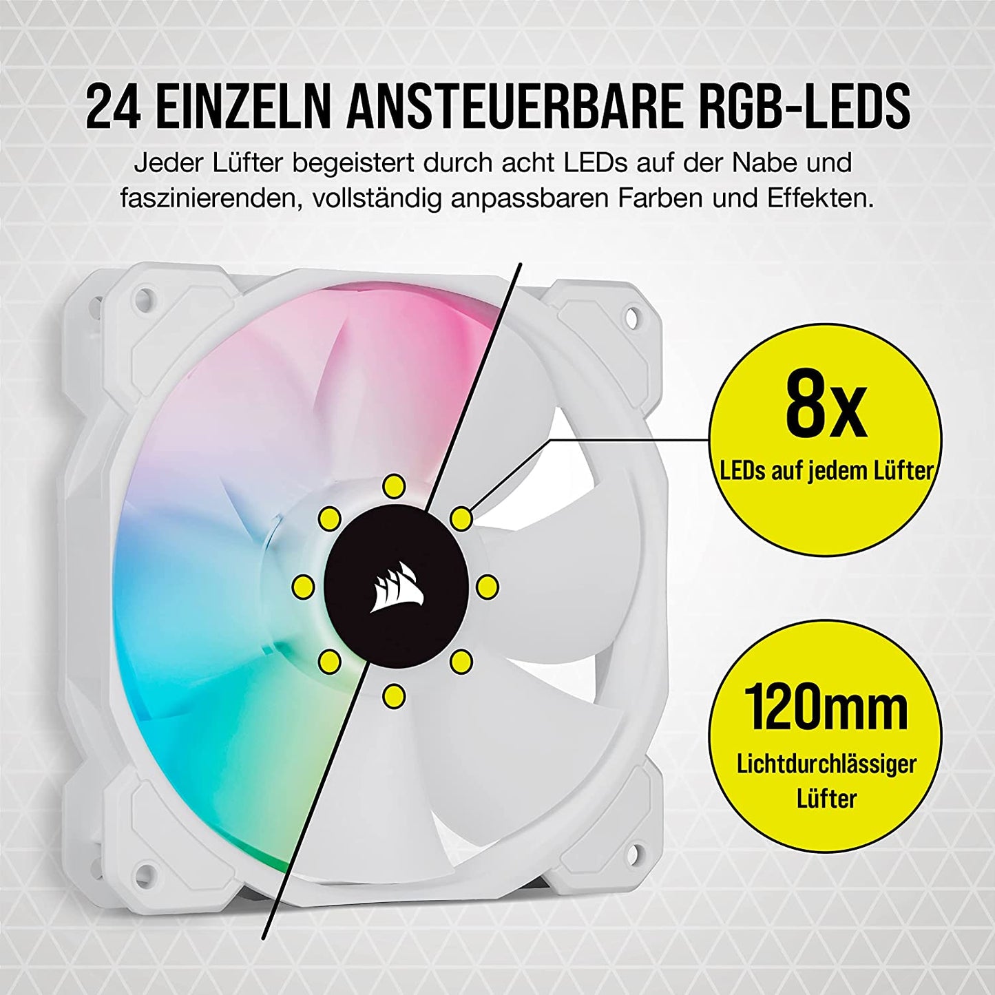 iCUE SP120 RGB E ELITE Performance 3x 120x120x25, Gehäuselüfter, 3-Pack mit Lighting Node CORE