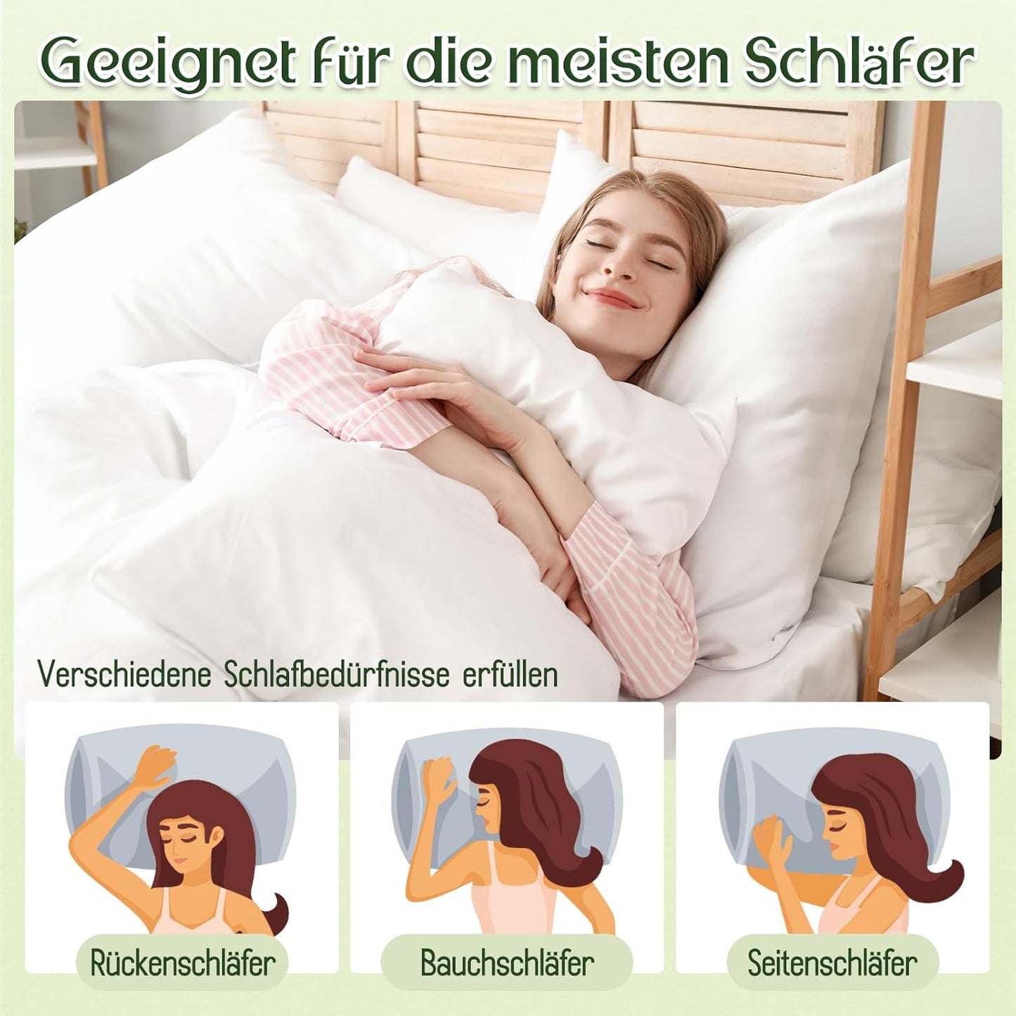 Körperkissen für Seitenschläfer, 50 x 50 cm Weiss (2er Pack)
