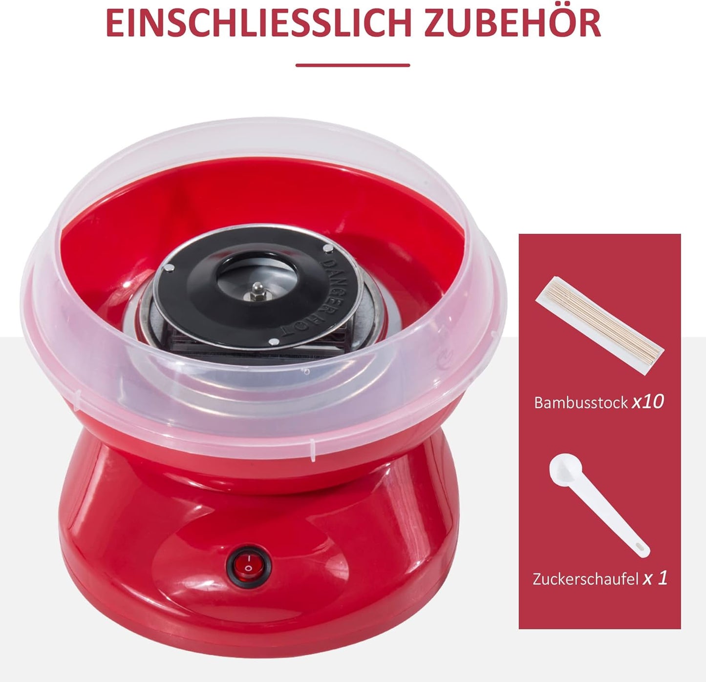 Zuckerwattemaschine für Kinder und Erwachsene, Rot