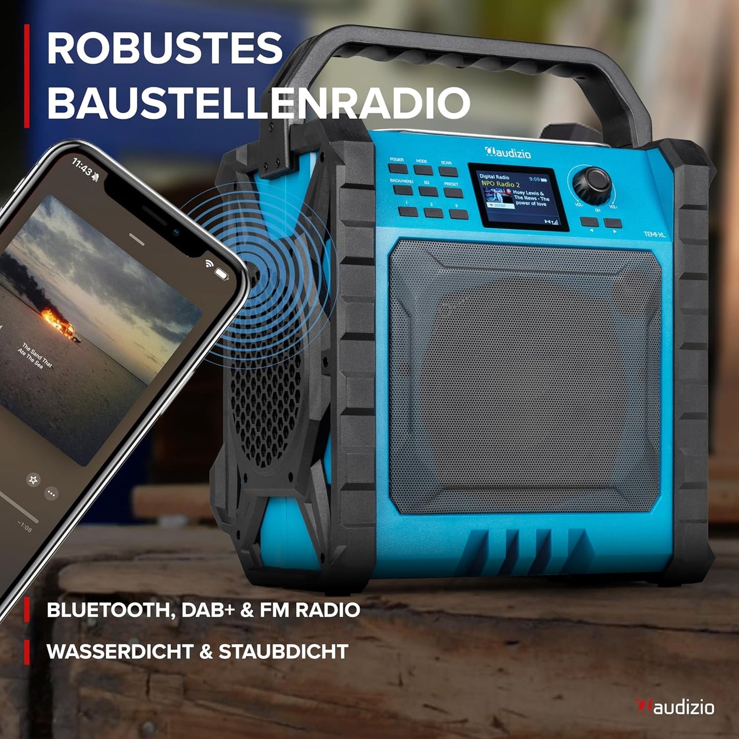 Jobsite XL Baustellenradio DAB+ mit Bluetooth & Akku, Jobsite-XL