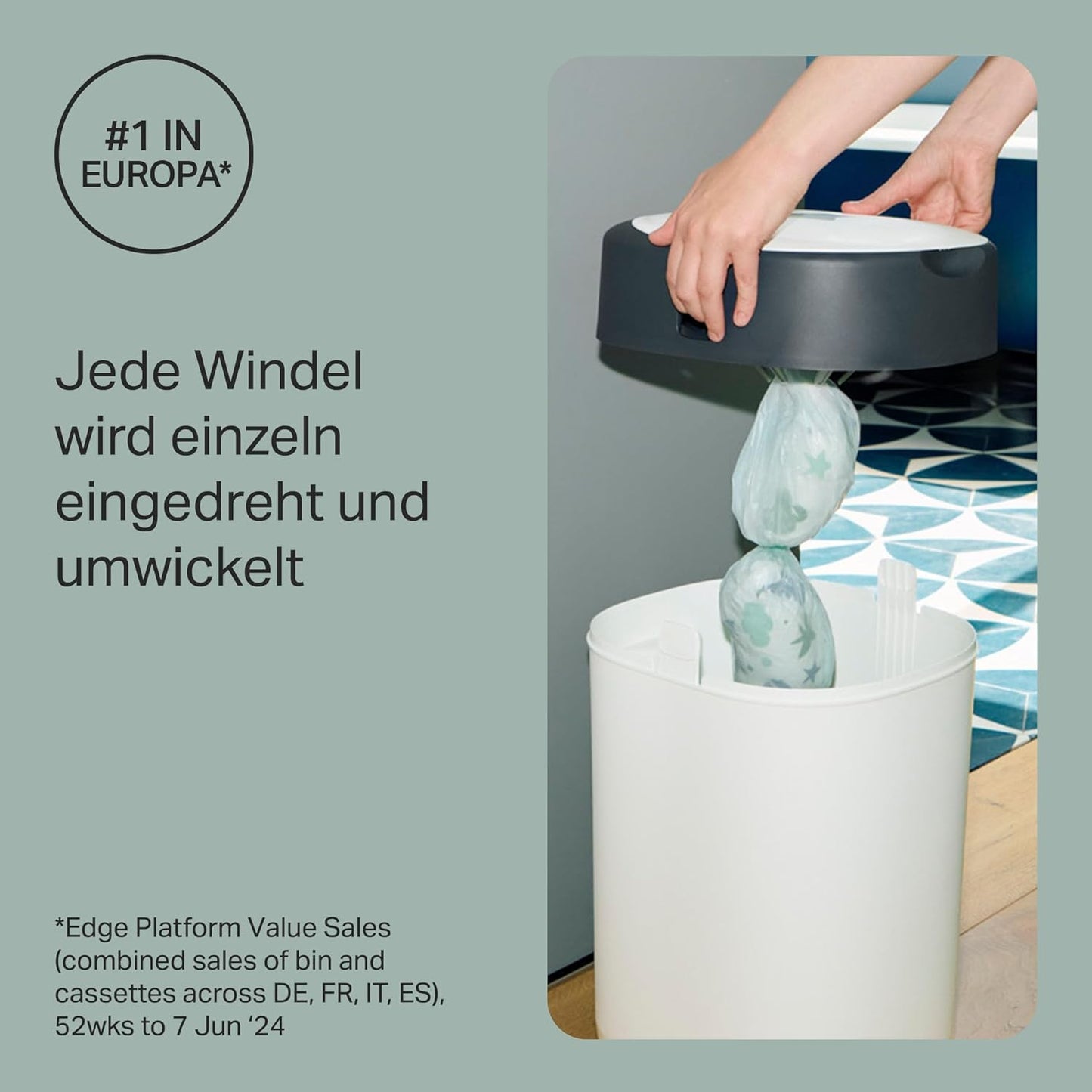 Windeleimer Twist and Click mit 12 Nachfüllkassetten, 12 Kassetten