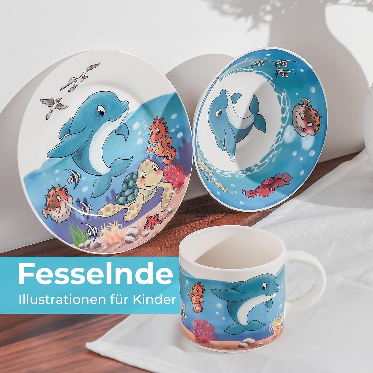 3-teiliges Kindergeschirr-Set "Ozean", Ozean