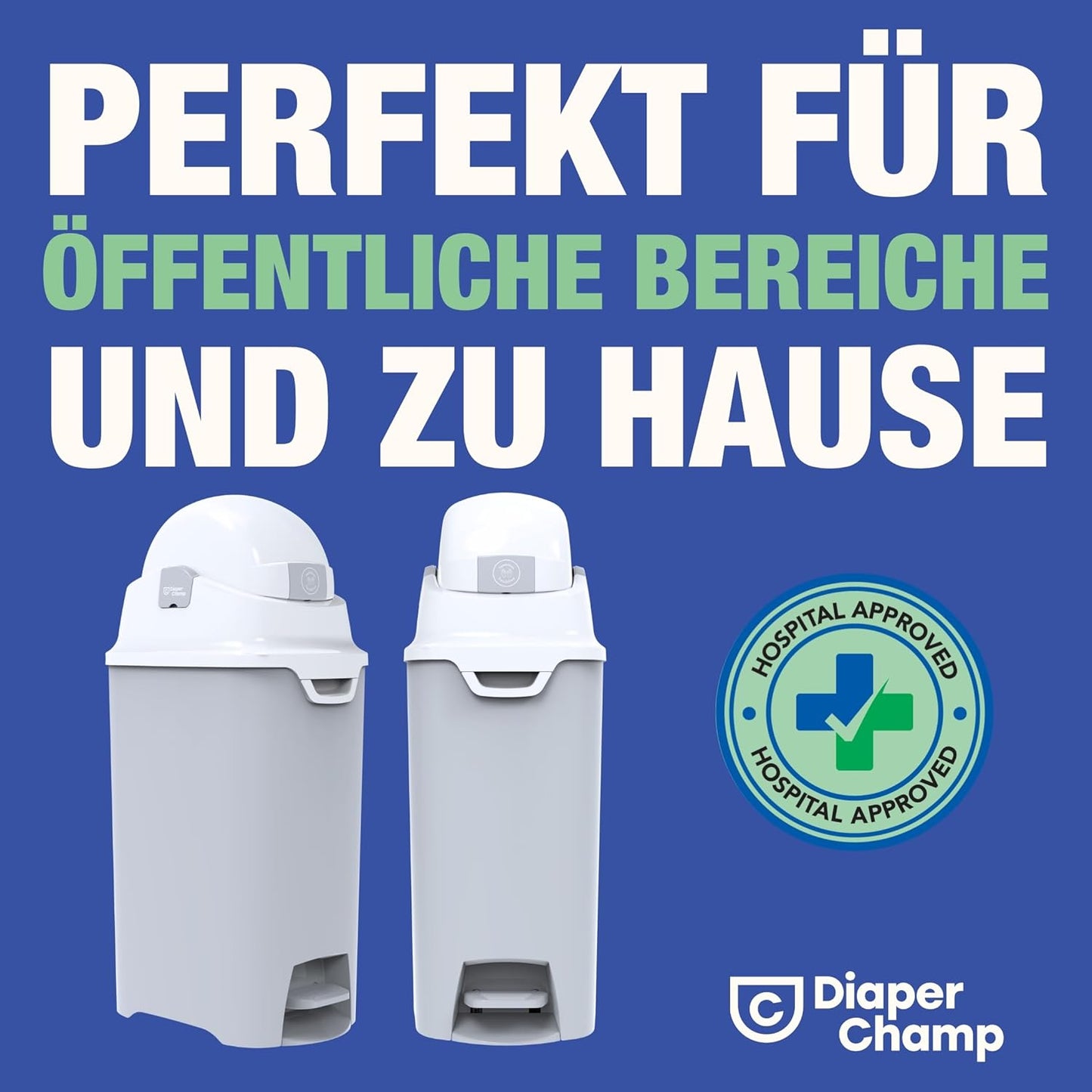Windeleimer DIAPER CHAMP ONE, geruchsdicht, handfrei, silber