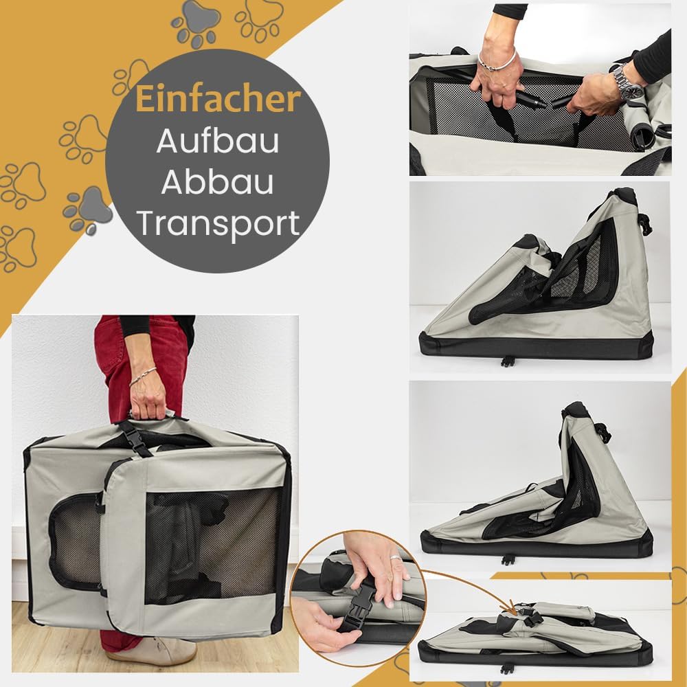 Faltbare Hundetransportbox, L 70 x B 52 x H 51 cm Creme