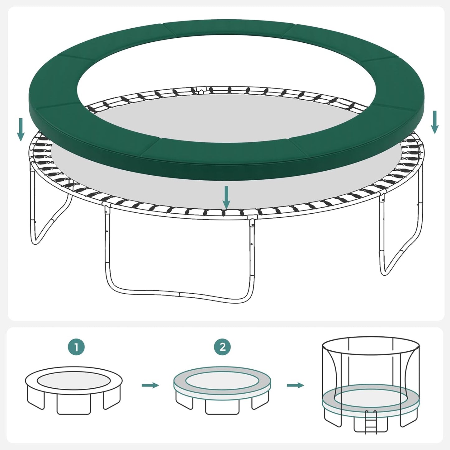 Trampolin-Randabdeckung, 305 cm, 305 cm Grün