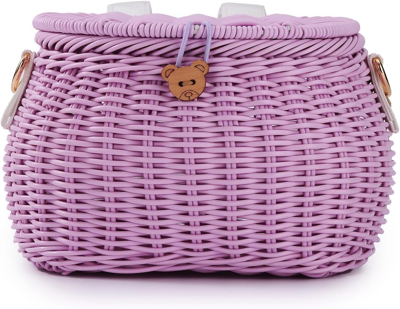 Abnehmbarer Kinderfahrradkorb, Rattan-Design, Violett