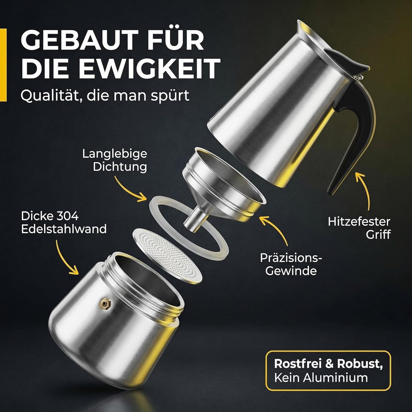 Espressokocher für 6 Tassen, 6 Tassen - 300 Ml