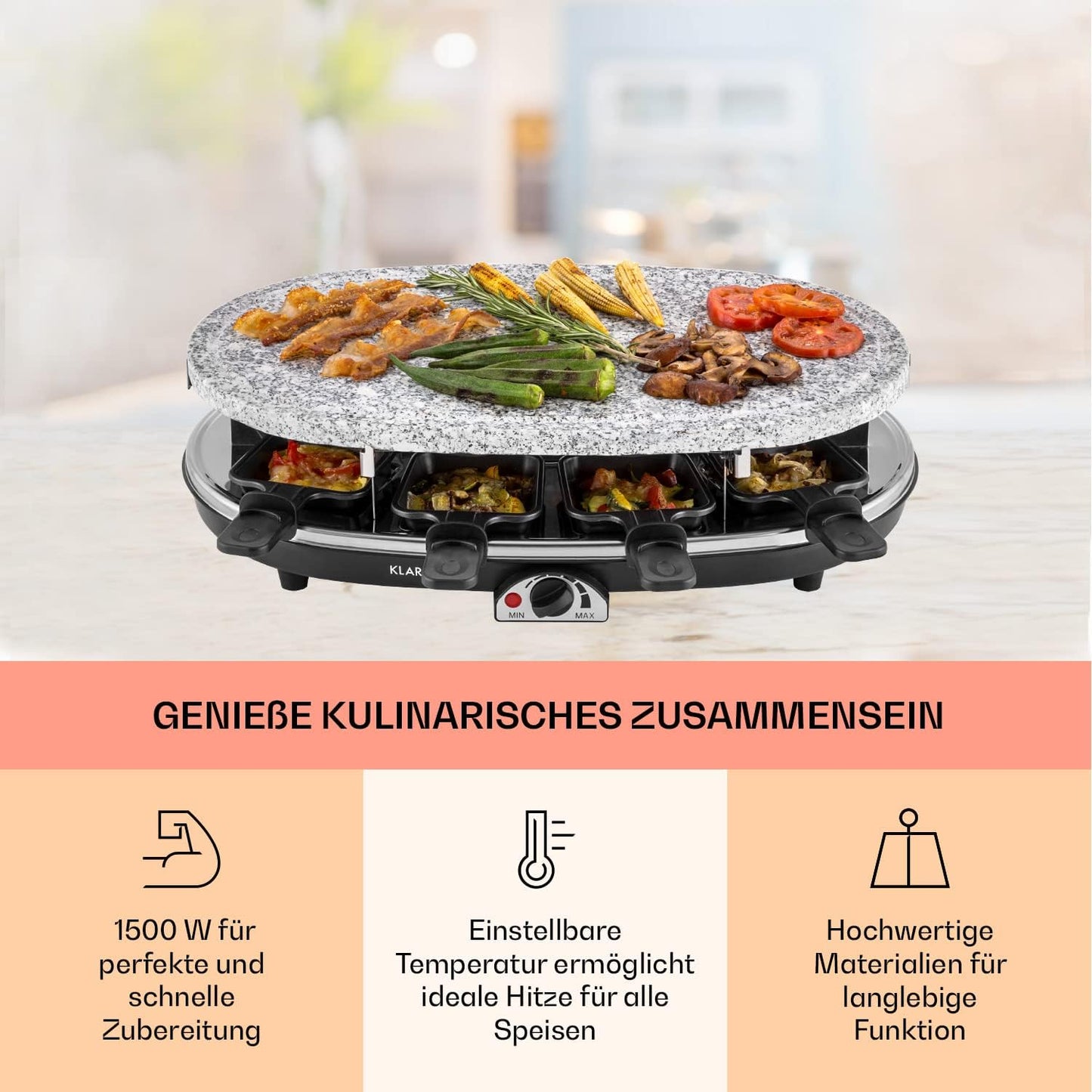 GQ6-Steaklette, 2-in-1 Grill ohne Untersetzer & Holzspatel
