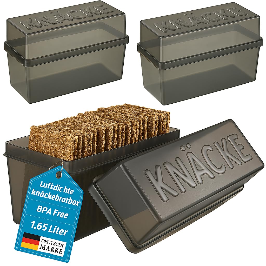 Knäckebrotdose mit Deckel, 2 Stück, 2 Stück - Grau