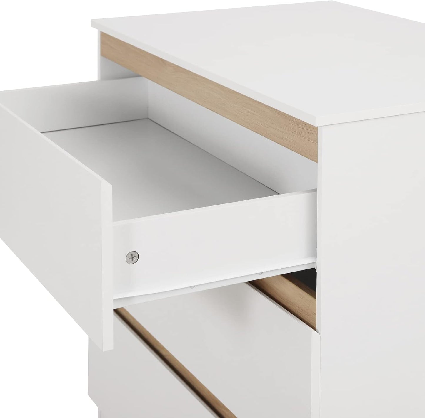 Wickelkommode mit abnehmbarem Wickelaufsatz, Weiss+eiche