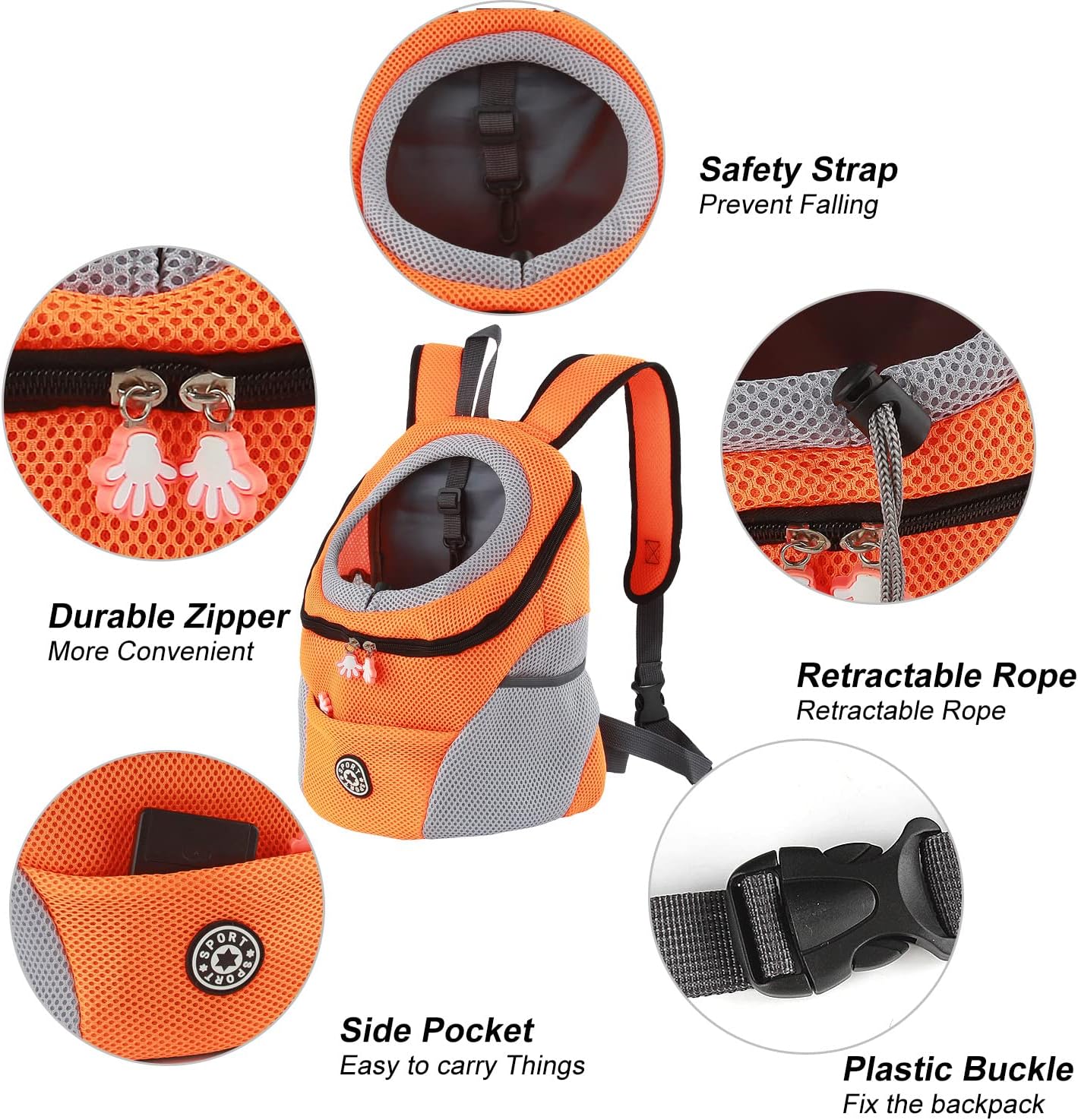Atmungsaktiver Hunderucksack, S / Orange