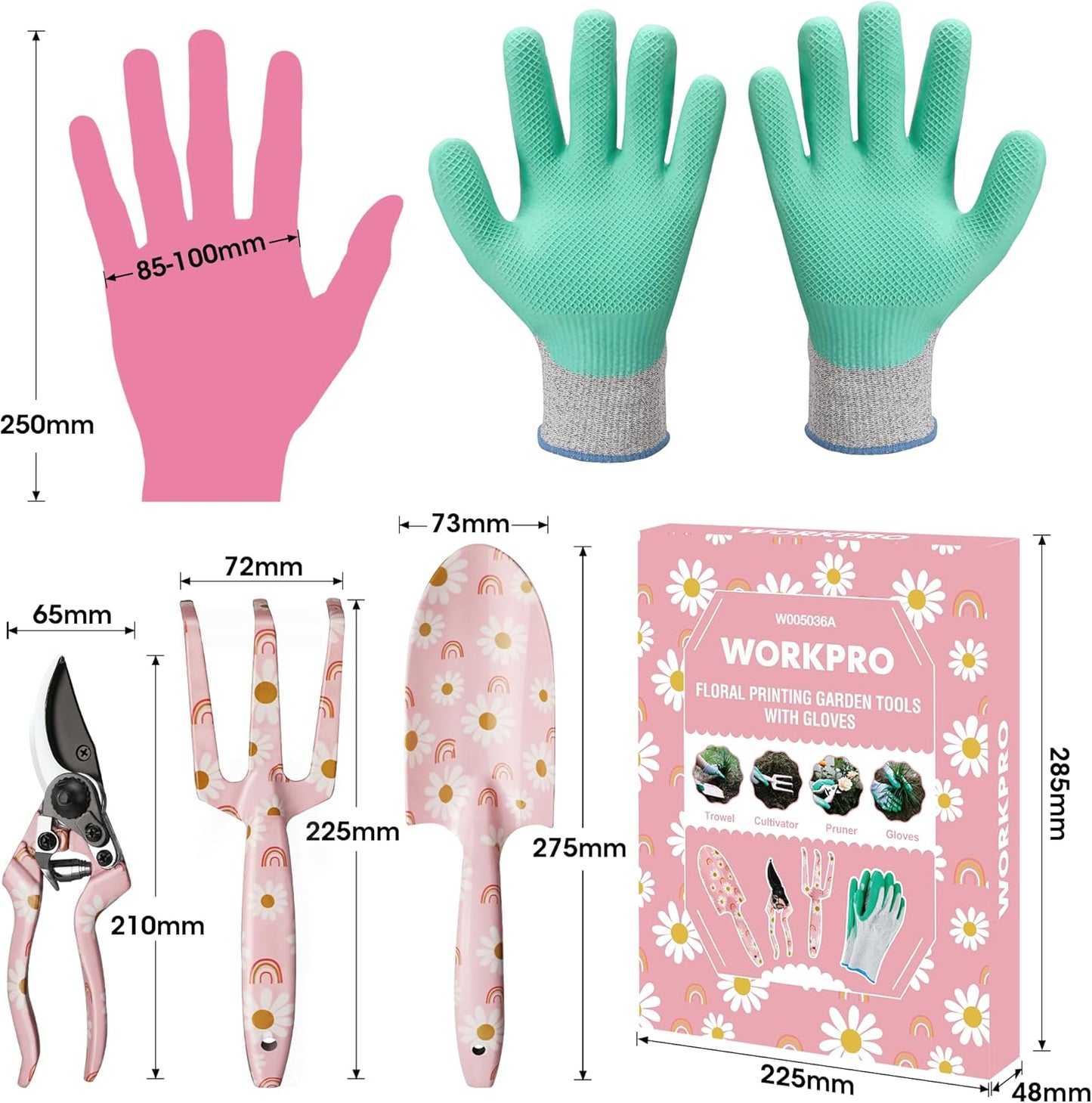 4-teiliges Gartenwerkzeug-Set, Rosa