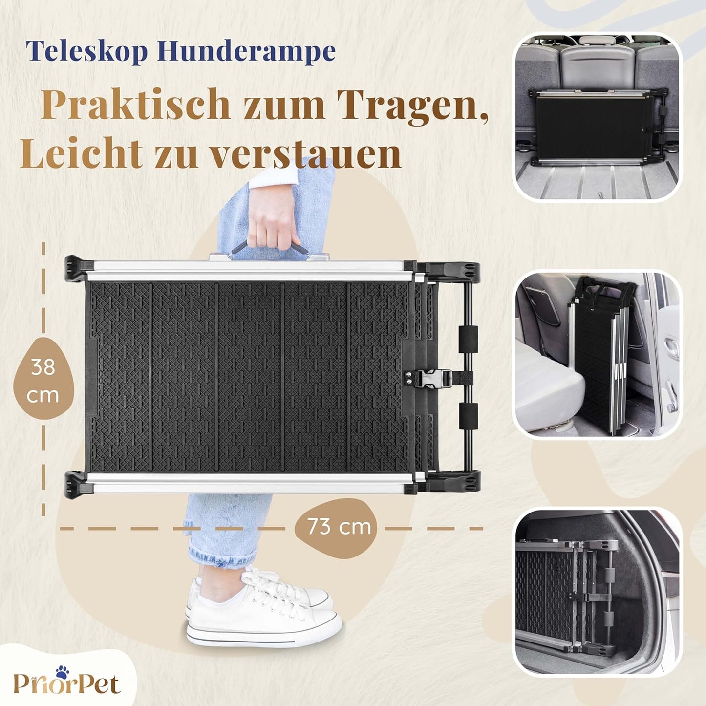 Ausziehbare Hunderampe, Black