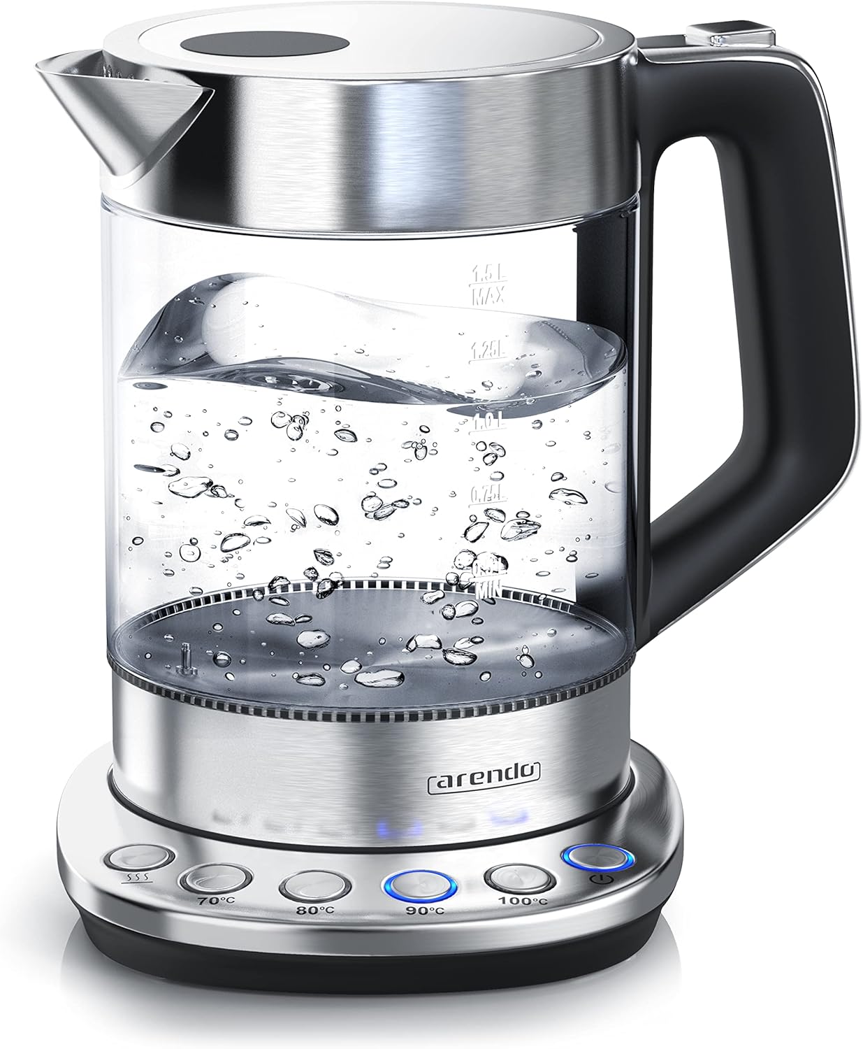 Glas-Wasserkocher mit Temperatureinstellung