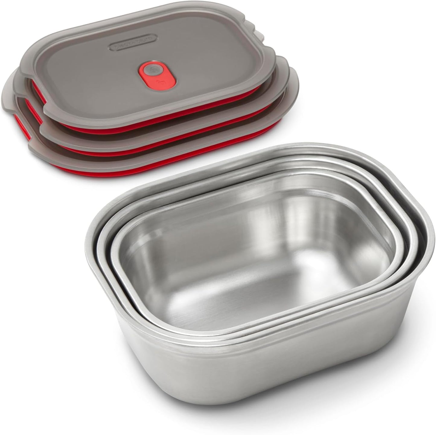 Multifunktions Lunchbox Set Edelstahl (3 Grössen), Eckig 600 ml, 900ml, 1,2L