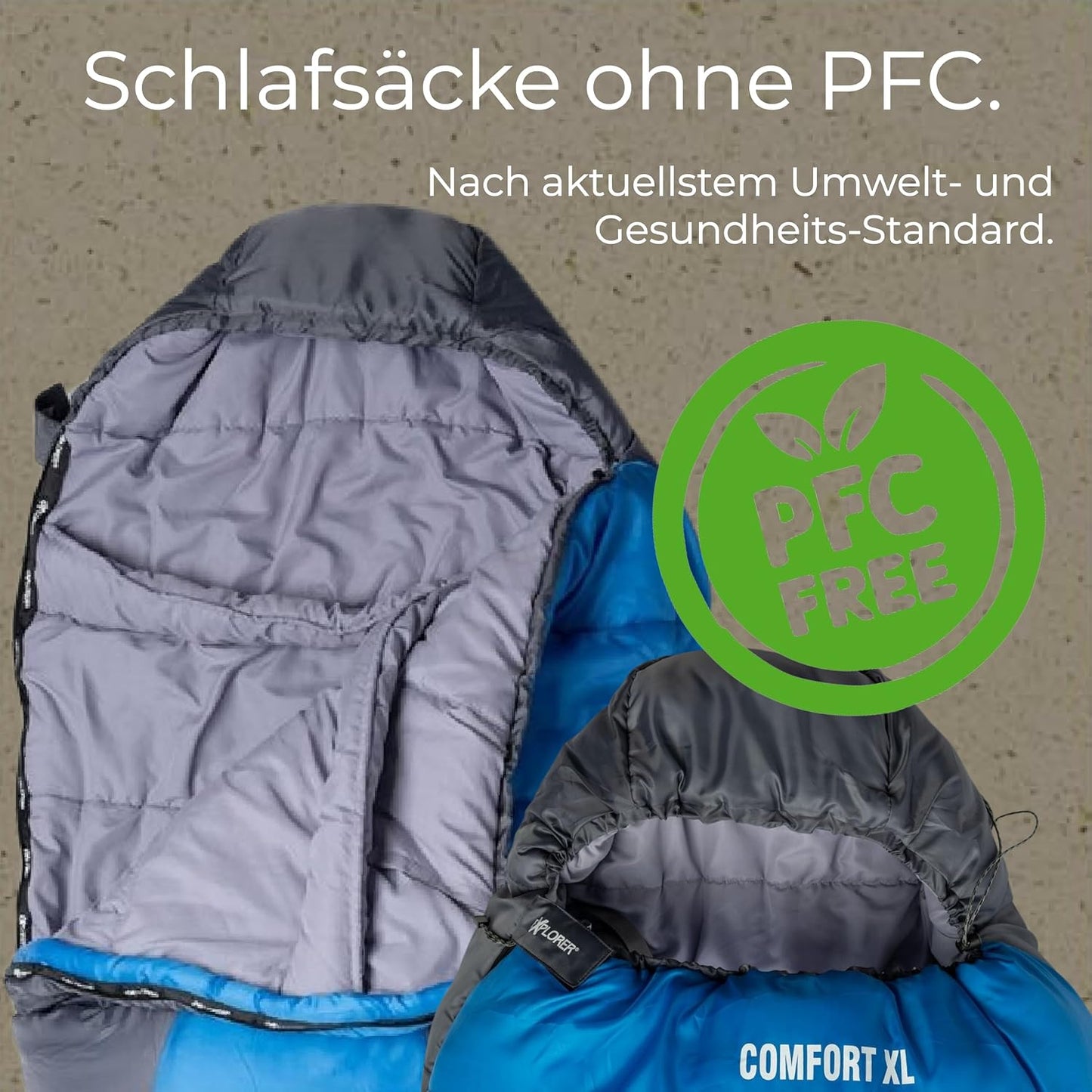 Mumienschlafsack Comfort XL, Blau/Grau