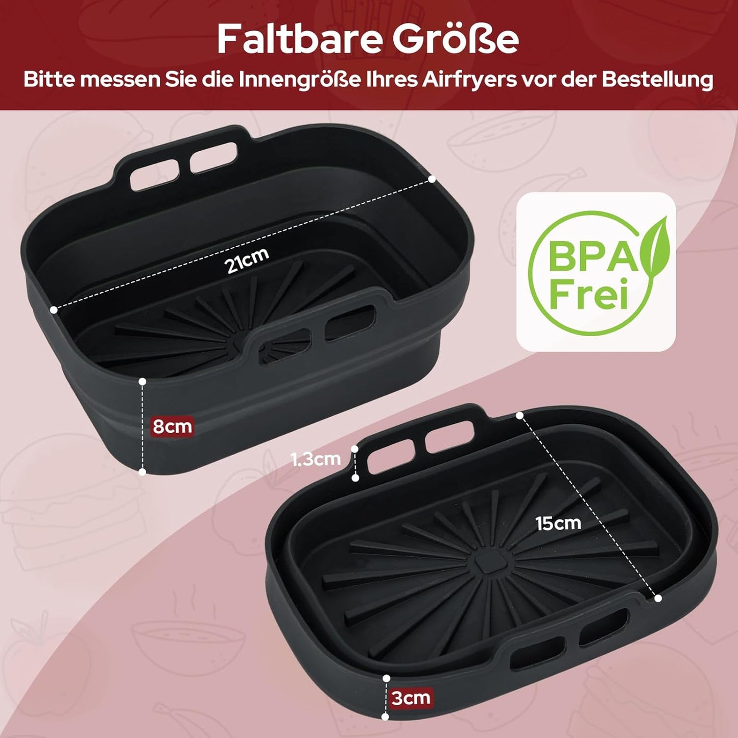 Silikonformen für Heissluftfritteuse, Helles Schwarz