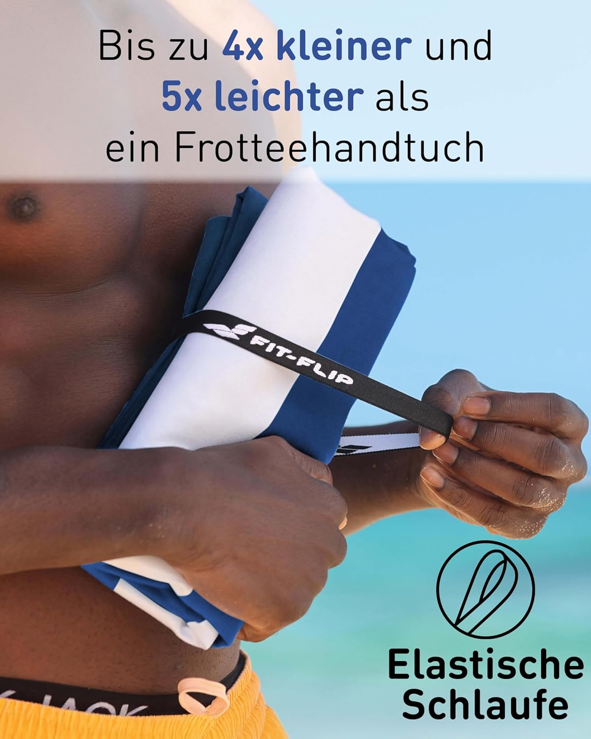 Strandtuch XXL aus Mikrofaser, 200cm x 90cm 02 Marineblau - Weiss