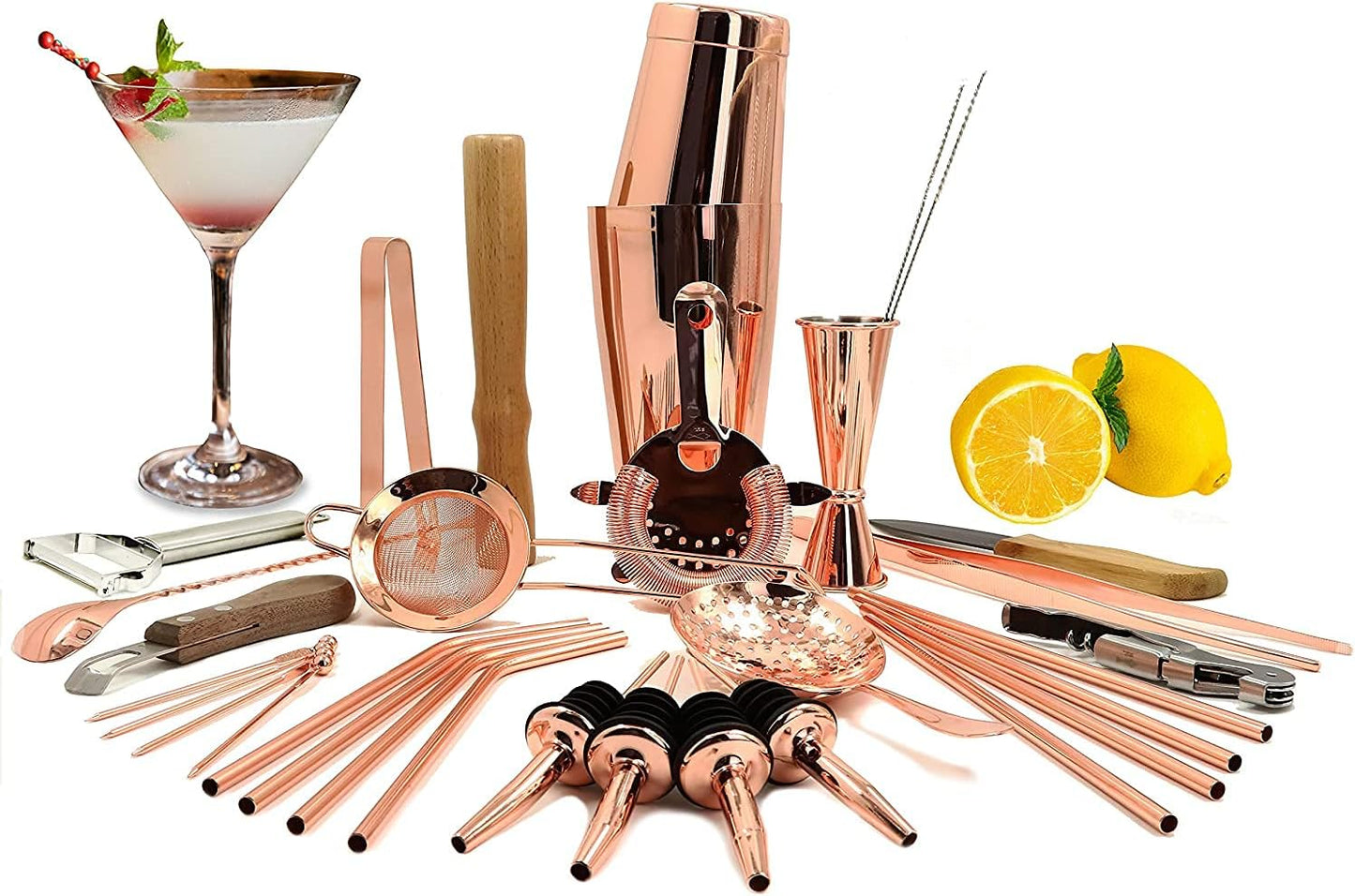Boston Shaker Set, Roségold 32-teilig