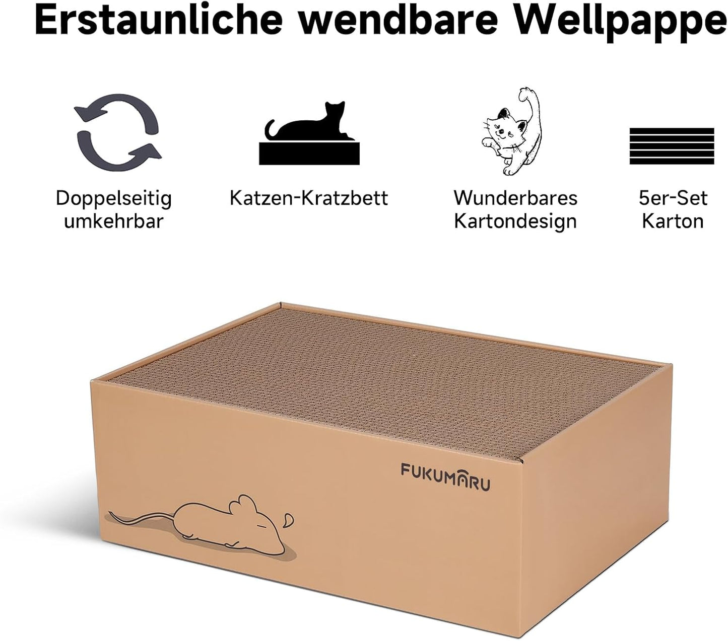 Kratzbrett-Set für Katzen (5 Stück, doppelseitig), Karton