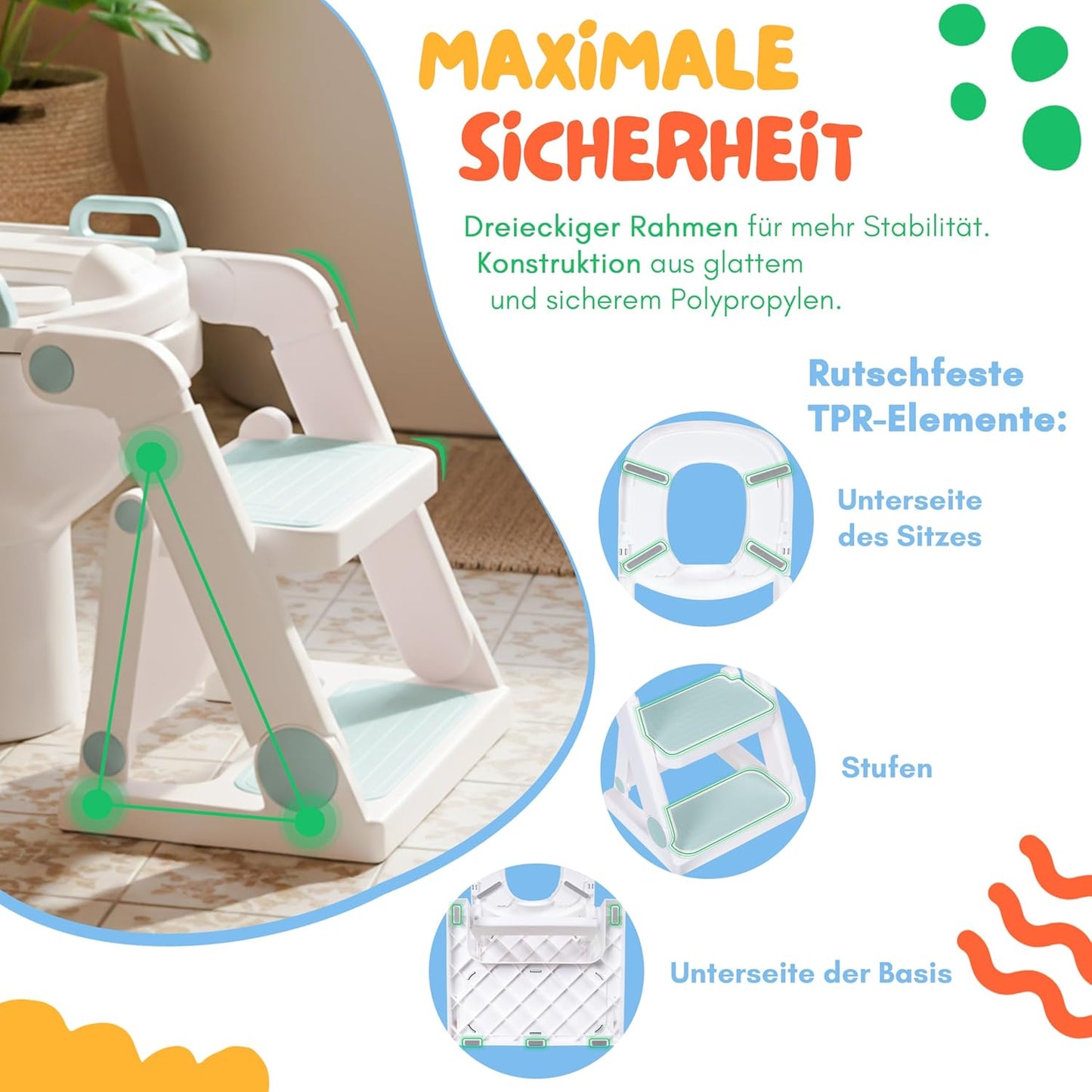 Toilettensitz mit Treppe für Kinder, Blau