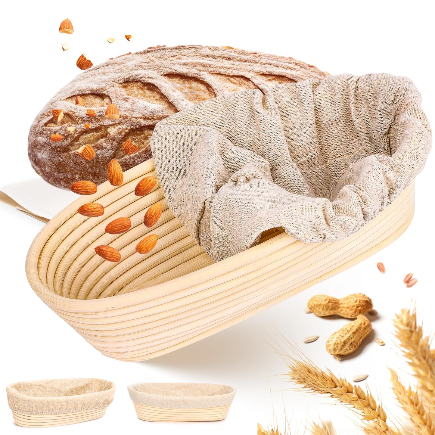 Ovales Gärkörbchen mit Leineneinsatz