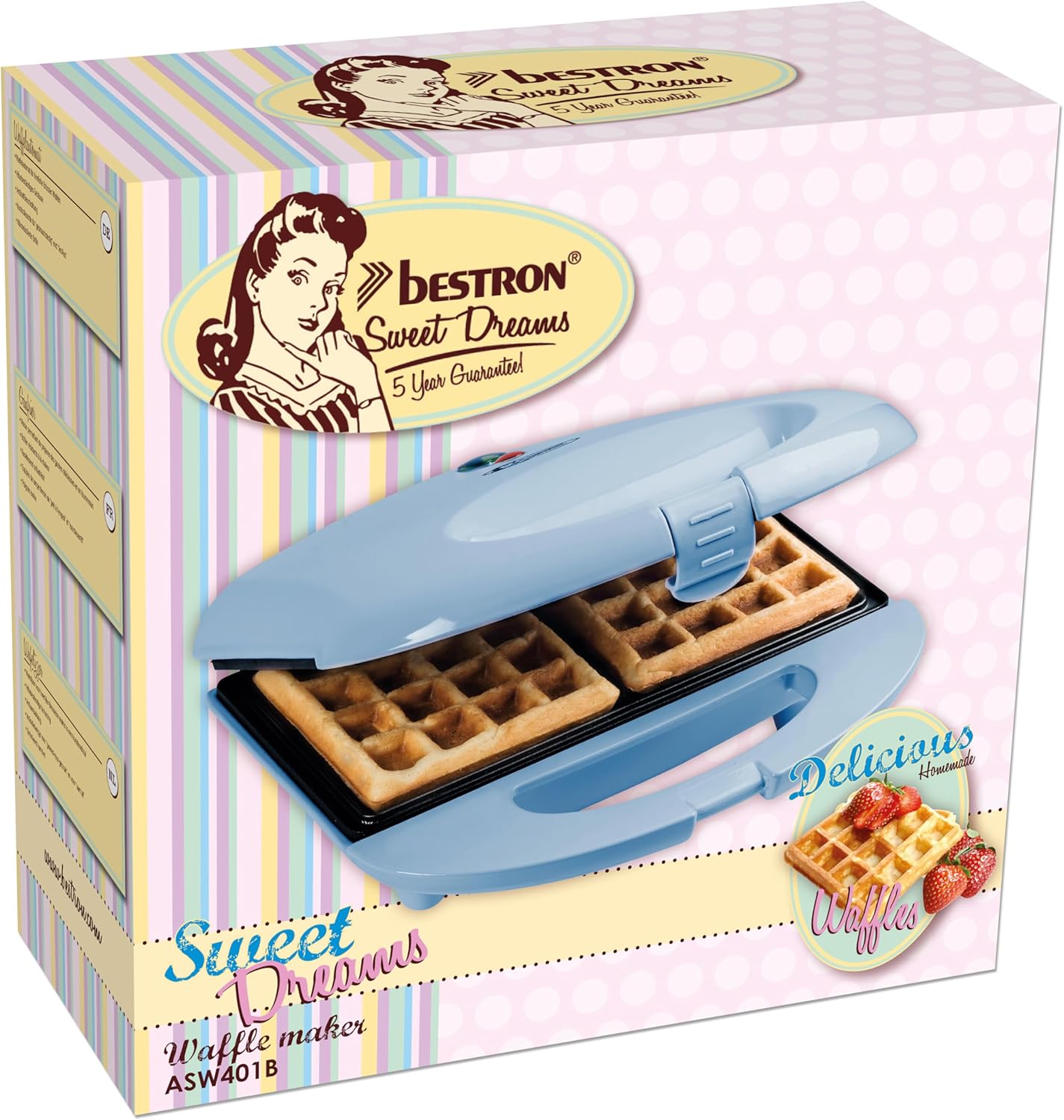 Retro Waffeleisen für belgische Waffeln, Blau