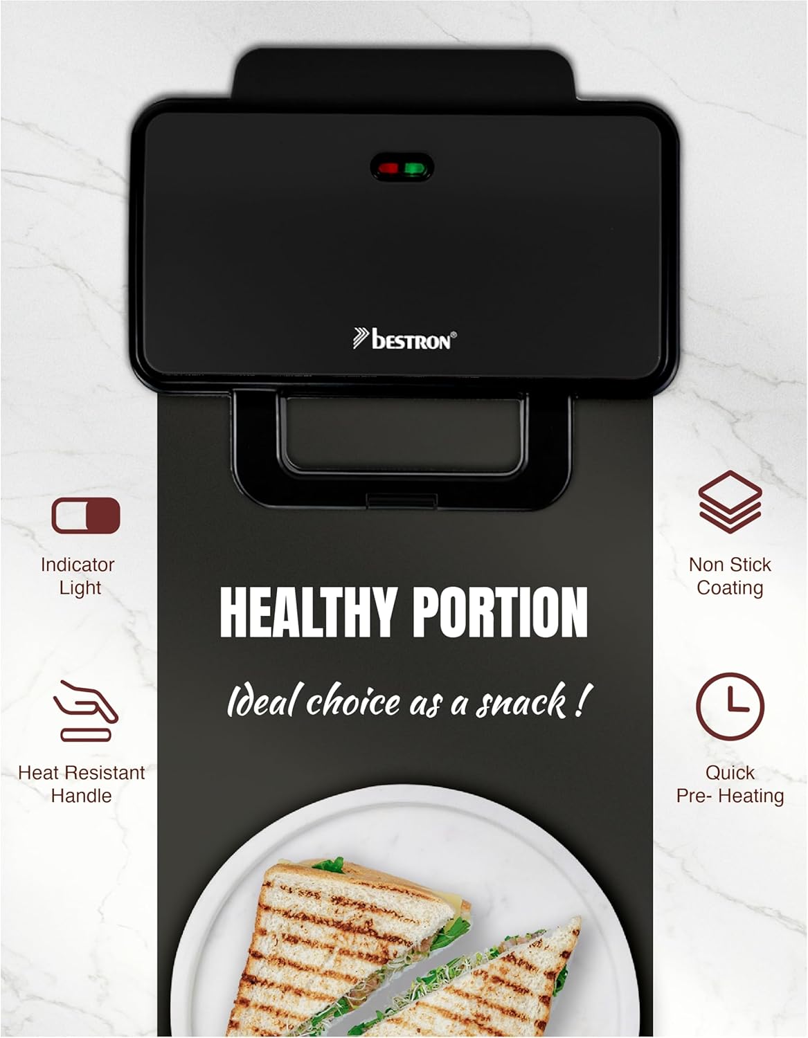 Sandwichmaker für 2 American Sandwiches, Schwarz