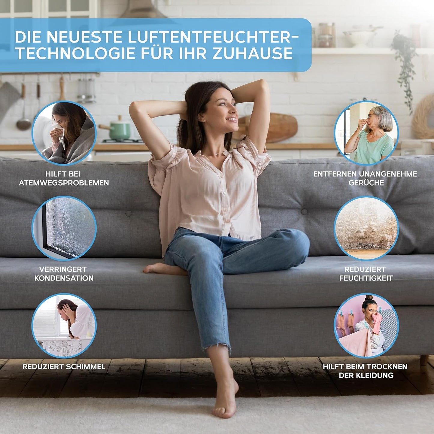 Tragbarer Mini-Luftentfeuchter, 1500ml Weiss/Lila