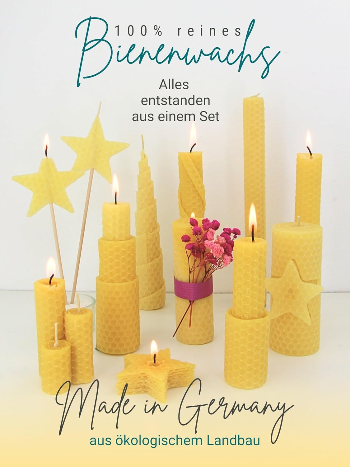 DIY Bienenwachs-Kerzen-Bastelset, Gelb (natur)