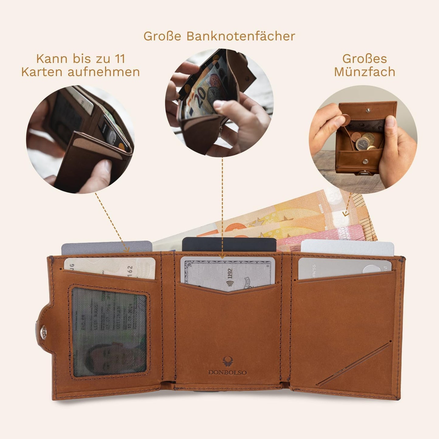 NextGen Slim Portemonnaie, Vintage Braun