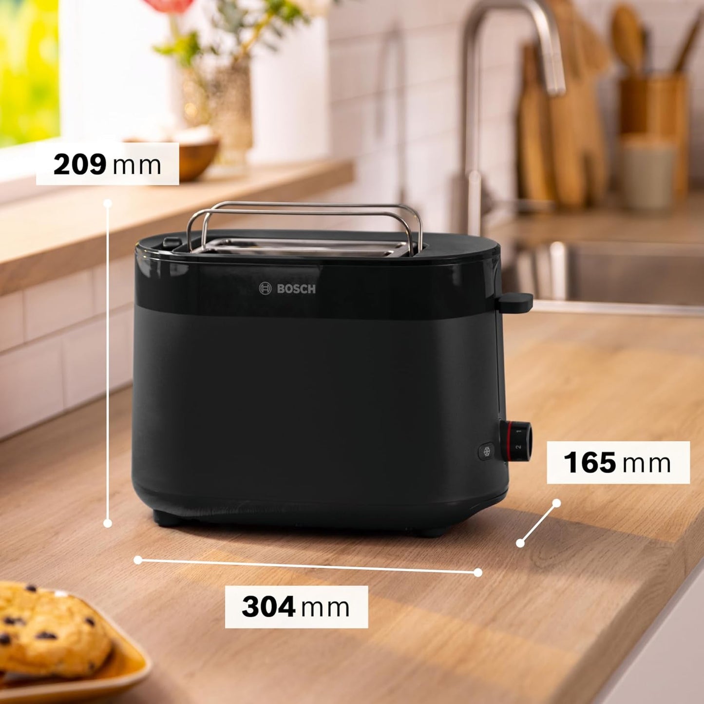 Kompakt Toaster MyMoment mit Brötchenaufsatz, Brotaufsatz integr. ; Schwarz