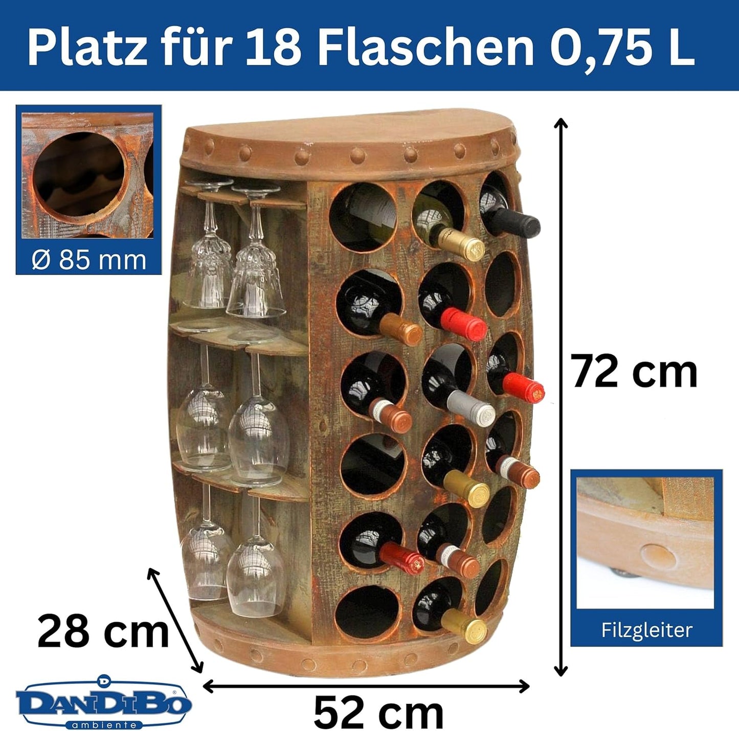 Weinfass Flaschenregal & Beistelltisch 1486