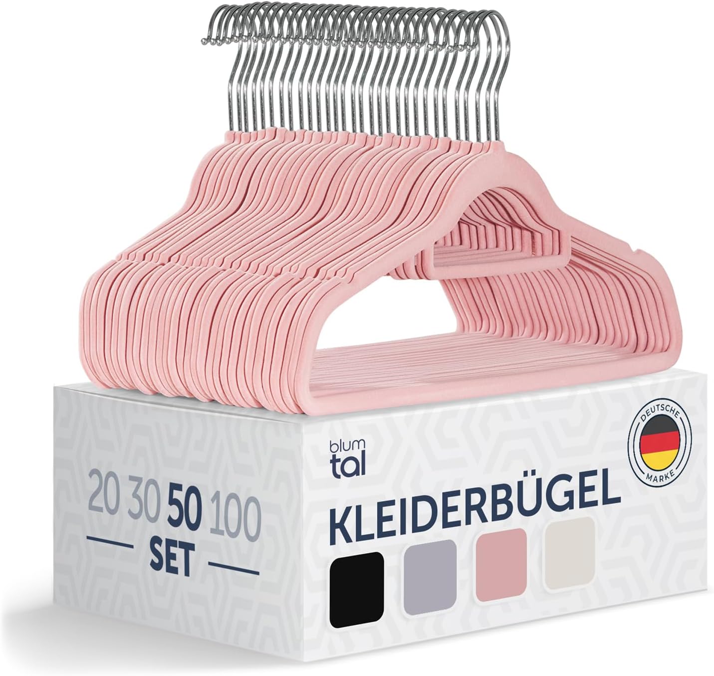 50-teiliges Kleiderbügel Set, 50 Stück / Rosa
