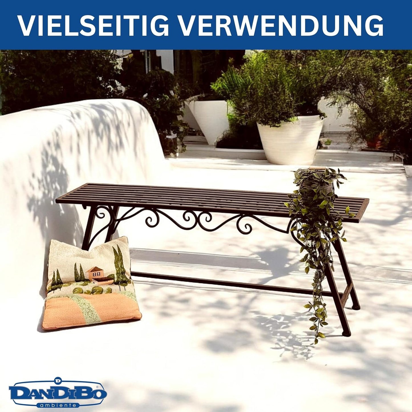 Wetterfeste Antik-Design Gartenbank Cucciu, 120 cm x 27 cm x 45 cm
