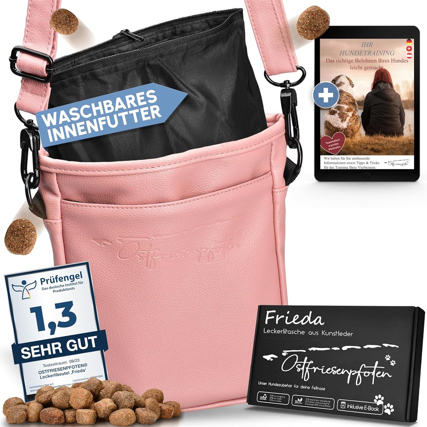 Leckerlibeutel Frieda mit Magnetverschluss, L Altrosa