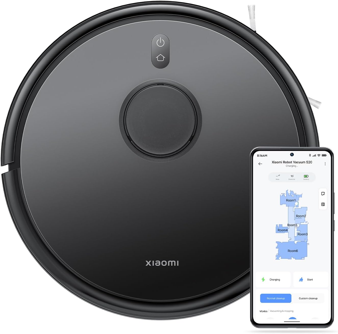 Robot Vacuum S20 Saug- und Wischroboter mit Lasernavigation, S20 Schwarz