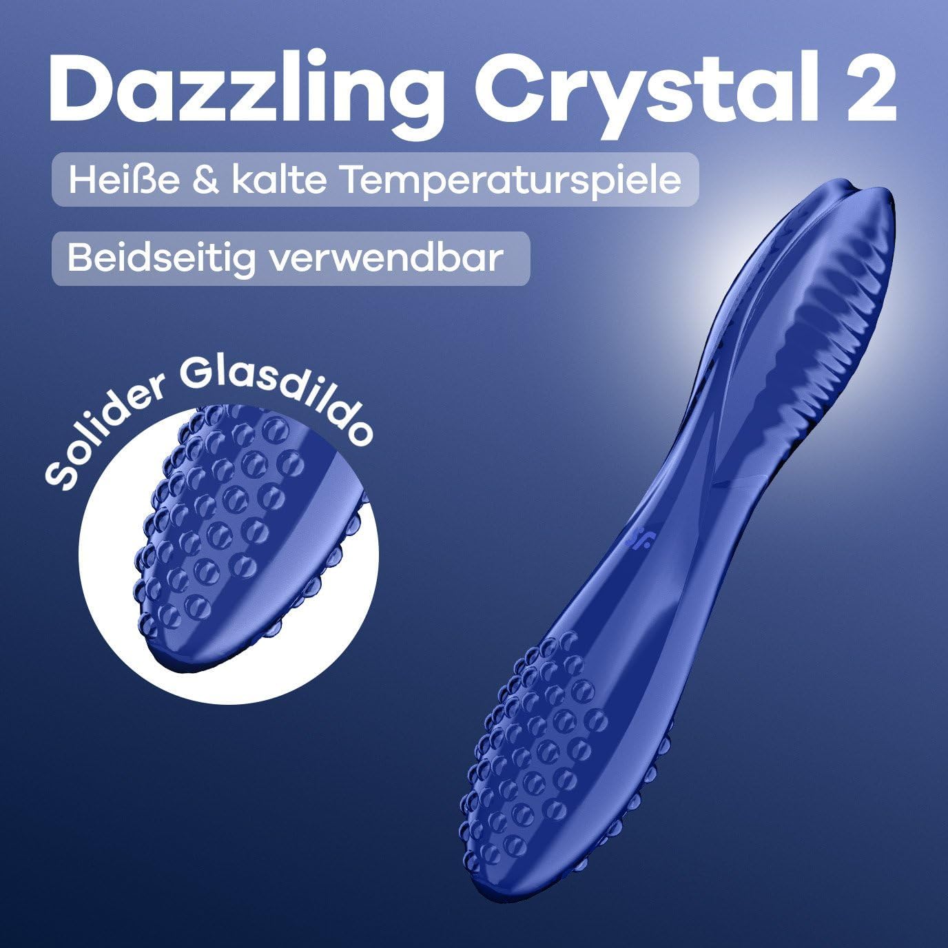 Dazzling Crystal 2 Glasdildo mit Rillen & Noppen, Hellblau