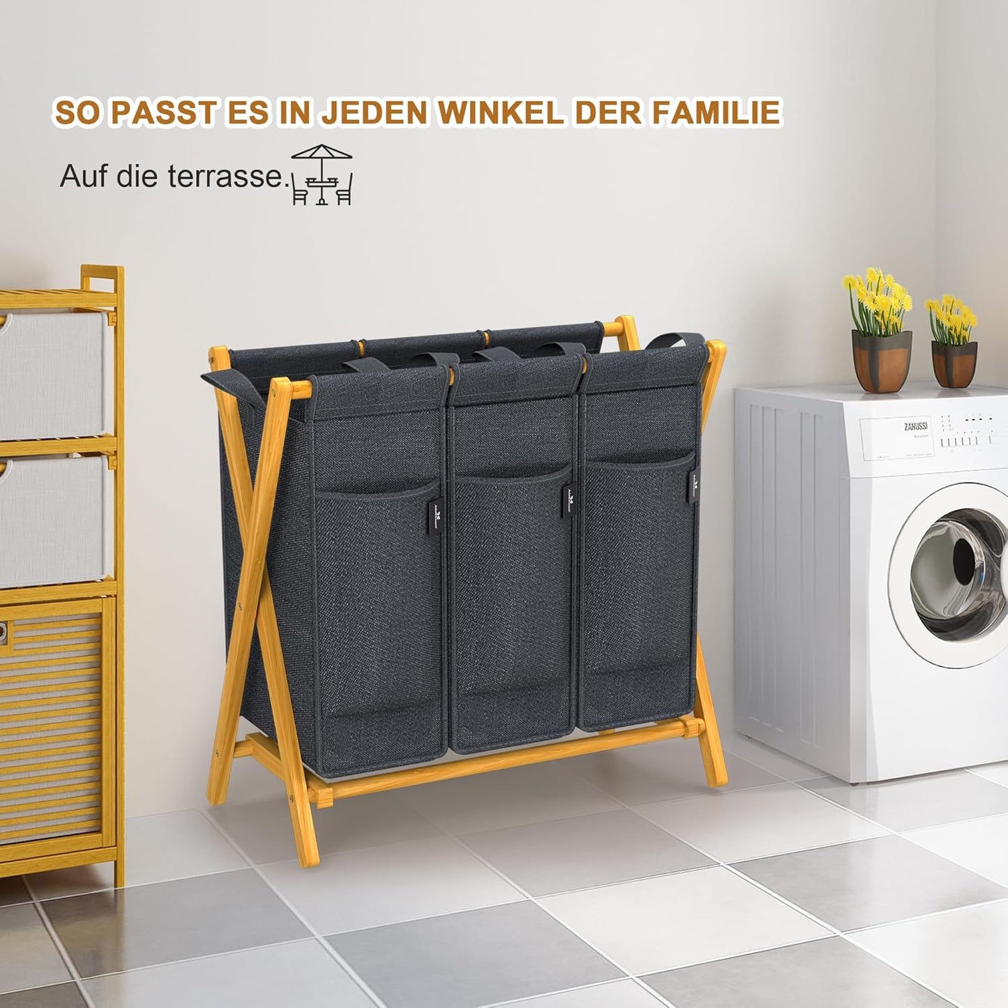 Wäschesortierer, 150l Grau