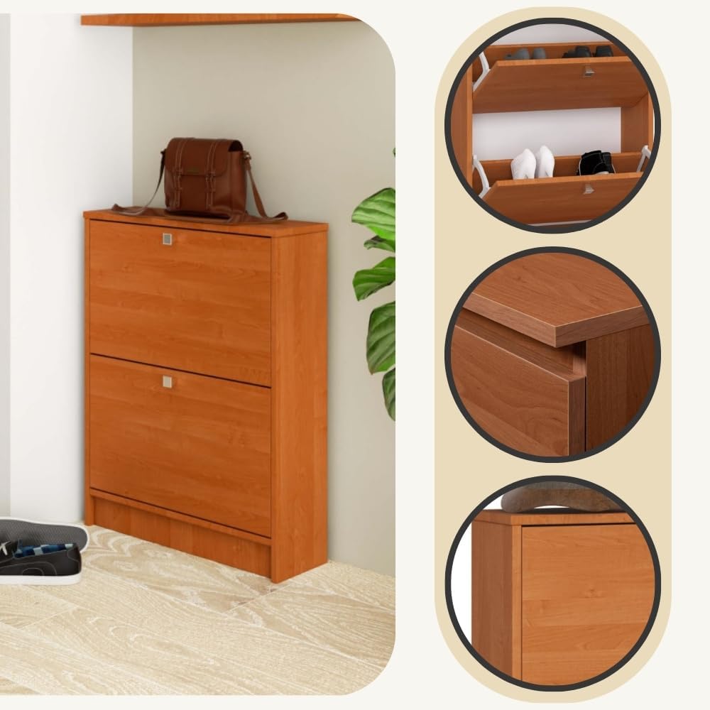 Schuhschrank mit 2 Kippern (B60 x H80 x T20 cm), Erle