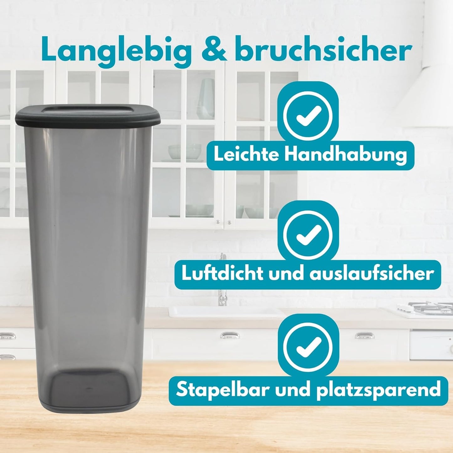 Luftdichtes Vorratsdosen-Set, 5-teilig, 4x 1750ml & 1x HLKauf-Block