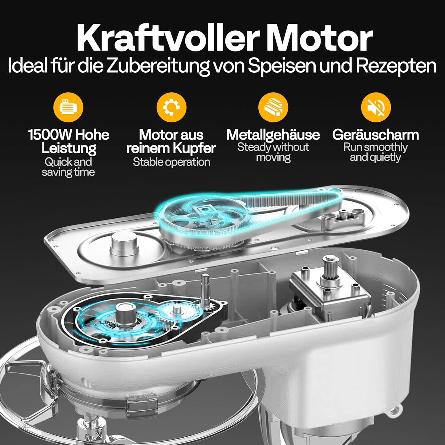 Küchenmaschine mit 10 Geschwindigkeiten, Silbern