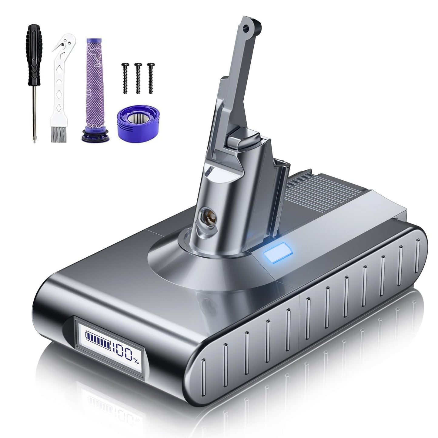 Ersatzakku für Dyson V8 Staubsauger inkl. Zubehör, Grau 8.0