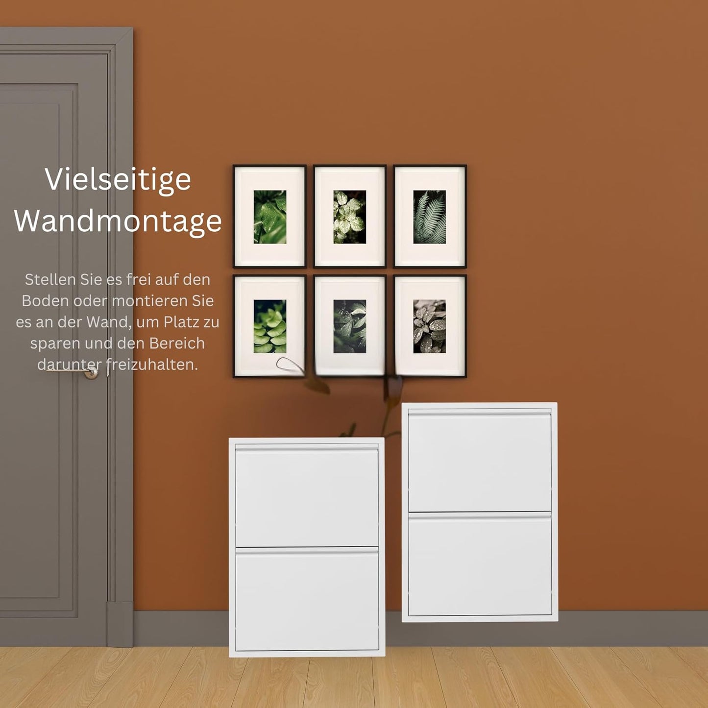 Kleiner Schuhschrank mit Magnetklappen (vormontiert), 2 Klappen Weiss