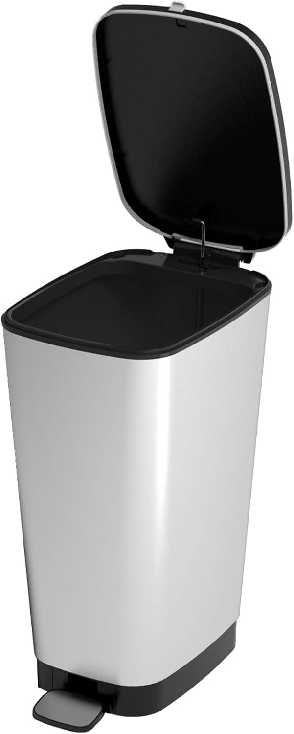 Chic Treteimer mit Deckel, 45 Liter silber metallic