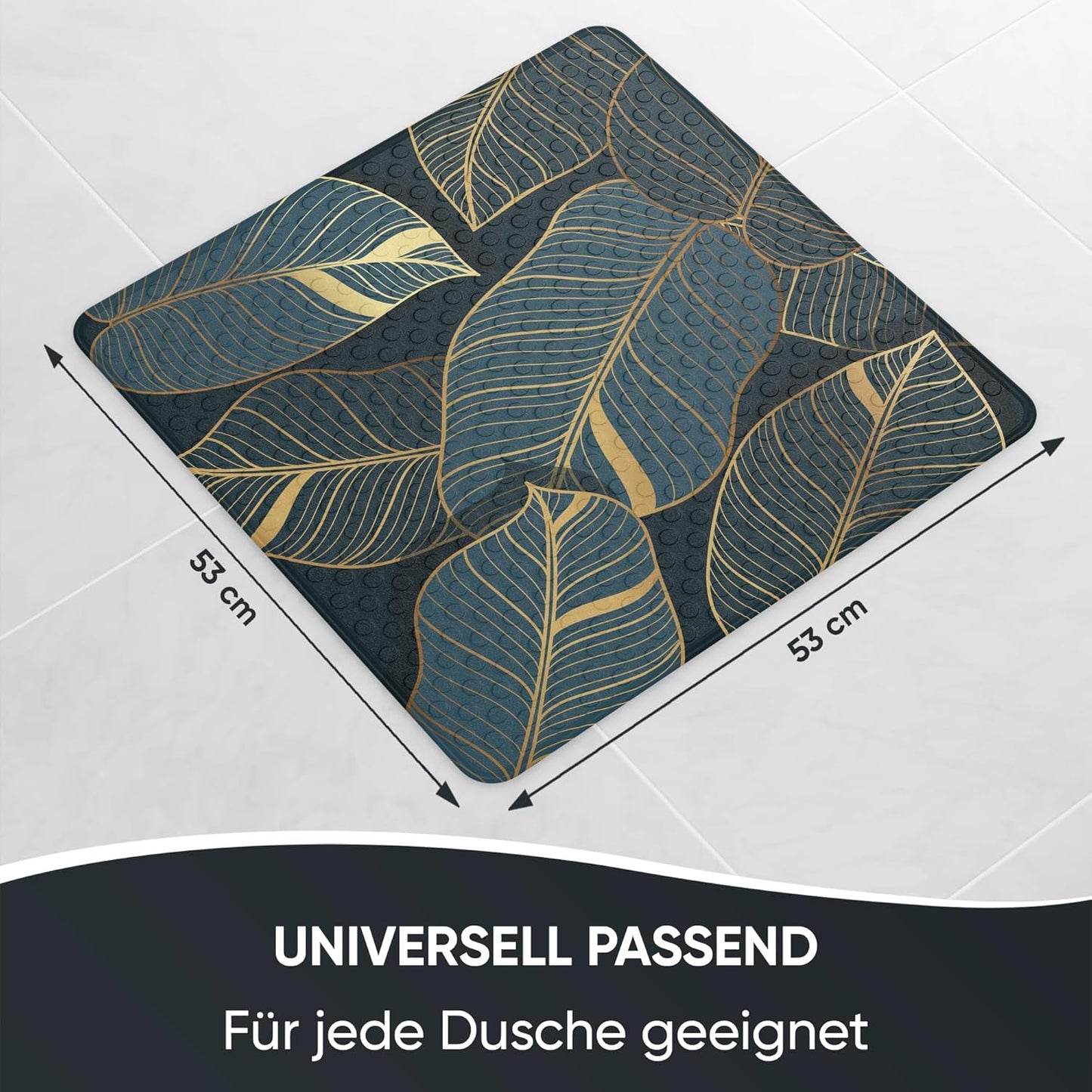 Rutschfeste Badematte für Dusche und Badewanne (53x53 cm), Monstera