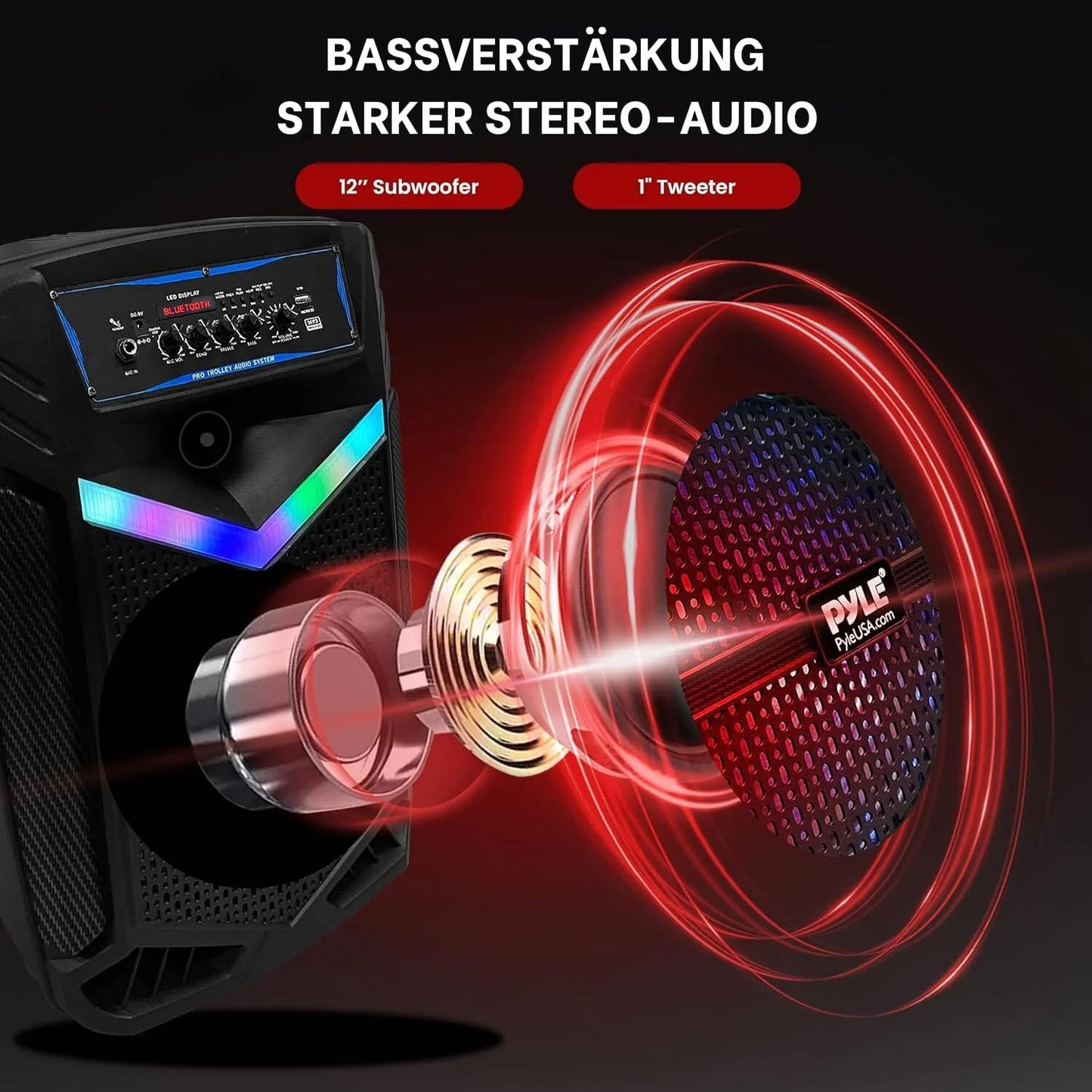 PA Bluetooth Lautsprecher mit Karaoke-Funktion, 12" Subwoofer